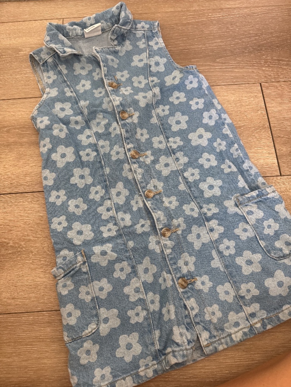 Denim floral shift dress